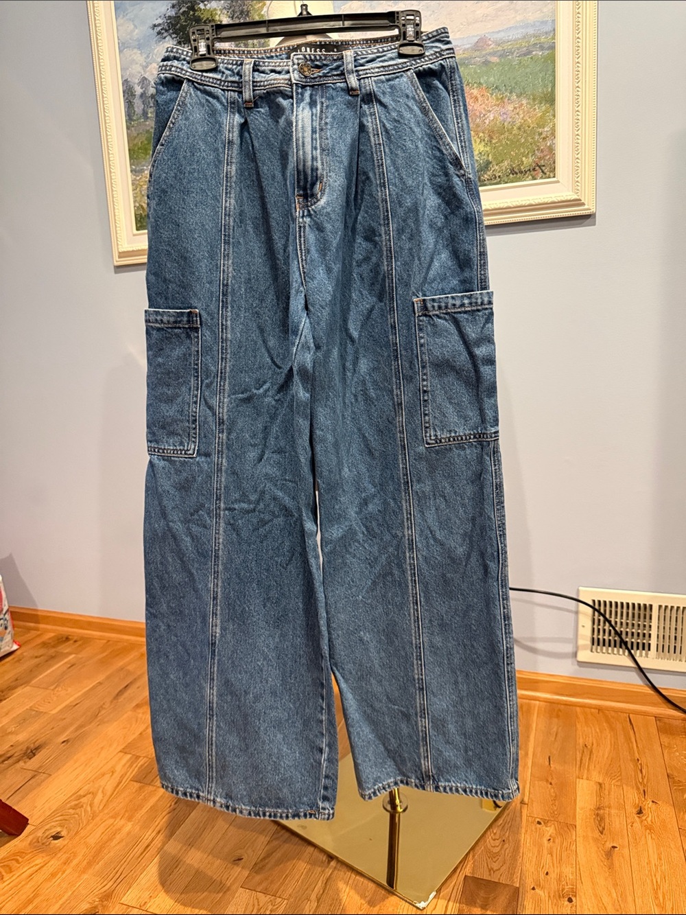 Lioness Women's Barrel Cargo Jeans in Blue Denim